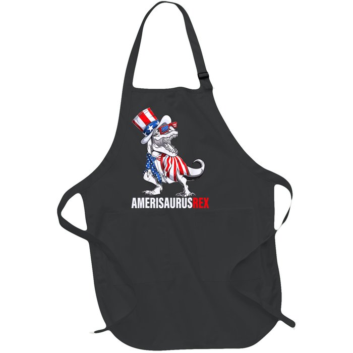 4th Of July T Rex Dinosaur Amerisaurus Rex Full-Length Apron With Pockets