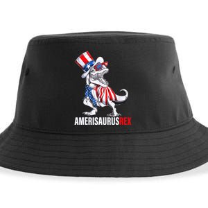 4th Of July T Rex Dinosaur Amerisaurus Rex Sustainable Bucket Hat