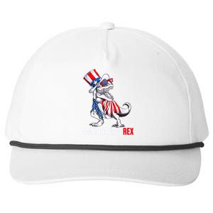 4th Of July T Rex Dinosaur Amerisaurus Rex Snapback Five-Panel Rope Hat