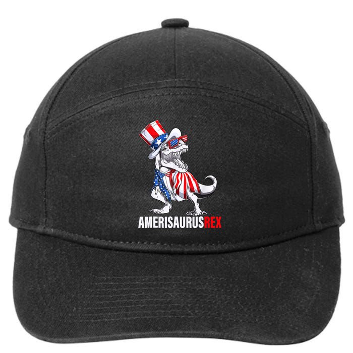 4th Of July T Rex Dinosaur Amerisaurus Rex 7-Panel Snapback Hat