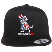 4th Of July T Rex Dinosaur Amerisaurus Rex Flat Bill Trucker Hat