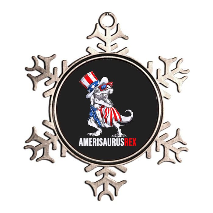 4th Of July T Rex Dinosaur Amerisaurus Rex Metallic Star Ornament