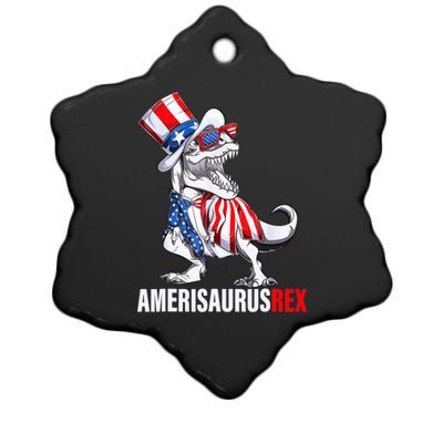 4th Of July T Rex Dinosaur Amerisaurus Rex Ceramic Star Ornament