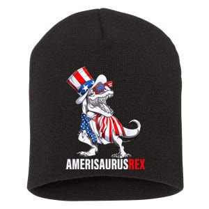 4th Of July T Rex Dinosaur Amerisaurus Rex Short Acrylic Beanie