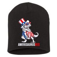 4th Of July T Rex Dinosaur Amerisaurus Rex Short Acrylic Beanie