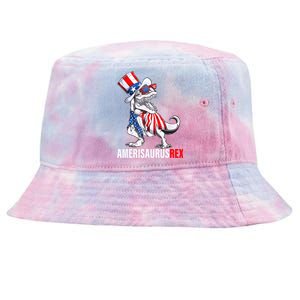 4th Of July T Rex Dinosaur Amerisaurus Rex Tie-Dyed Bucket Hat