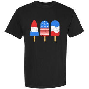 4th Of July Ice Pops Red White Blue American Flag Patriotic Garment-Dyed Heavyweight T-Shirt