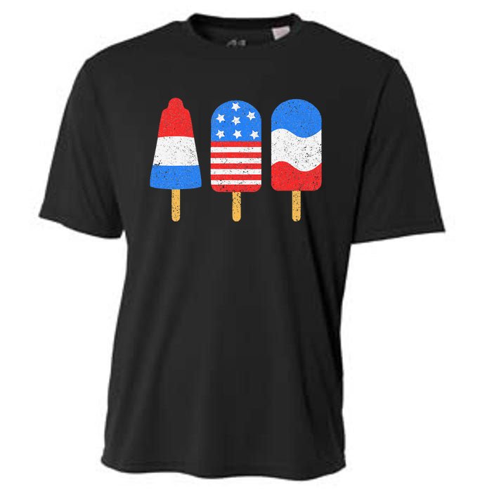 4th Of July Ice Pops Red White Blue American Flag Patriotic Cooling Performance Crew T-Shirt