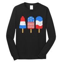 4th Of July Ice Pops Red White Blue American Flag Patriotic Long Sleeve Shirt