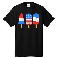 4th Of July Ice Pops Red White Blue American Flag Patriotic Tall T-Shirt