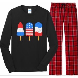 4th Of July Ice Pops Red White Blue American Flag Patriotic Long Sleeve Pajama Set