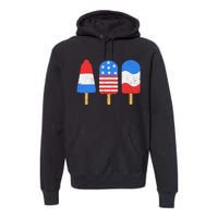 4th Of July Ice Pops Red White Blue American Flag Patriotic Premium Hoodie