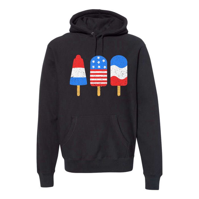 4th Of July Ice Pops Red White Blue American Flag Patriotic Premium Hoodie