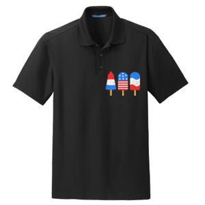 4th Of July Ice Pops Red White Blue American Flag Patriotic Dry Zone Grid Polo