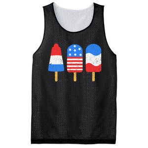 4th Of July Ice Pops Red White Blue American Flag Patriotic Mesh Reversible Basketball Jersey Tank