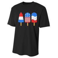 4th Of July Ice Pops Red White Blue American Flag Patriotic Performance Sprint T-Shirt