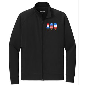 4th Of July Ice Pops Red White Blue American Flag Patriotic Stretch Full-Zip Cadet Jacket