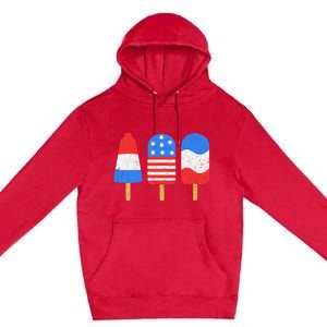 4th Of July Ice Pops Red White Blue American Flag Patriotic Premium Pullover Hoodie