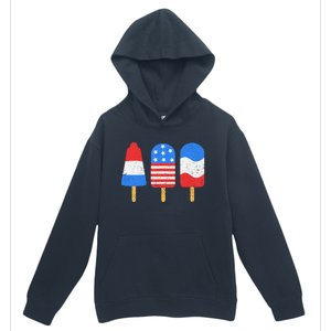 4th Of July Ice Pops Red White Blue American Flag Patriotic Urban Pullover Hoodie