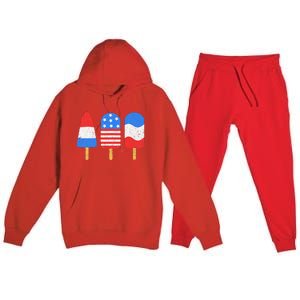 4th Of July Ice Pops Red White Blue American Flag Patriotic Premium Hooded Sweatsuit Set