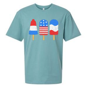 4th Of July Ice Pops Red White Blue American Flag Patriotic Sueded Cloud Jersey T-Shirt