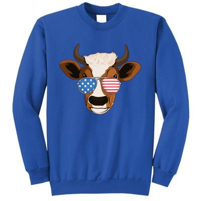 4th Of July Patriotic Cow Usa American Flag Cow Lover Farmer Gift Sweatshirt