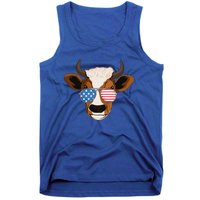 4th Of July Patriotic Cow Usa American Flag Cow Lover Farmer Gift Tank Top