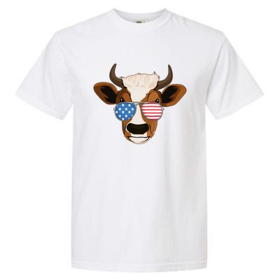 4th Of July Patriotic Cow Usa American Flag Cow Lover Farmer Gift Garment-Dyed Heavyweight T-Shirt