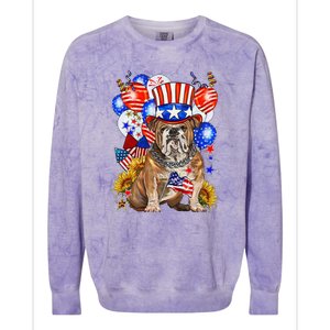 4th Of July English Bulldog Mom Dad Patriotic American Flag Colorblast Crewneck Sweatshirt