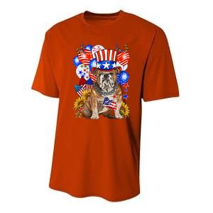 4th Of July English Bulldog Mom Dad Patriotic American Flag Performance Sprint T-Shirt