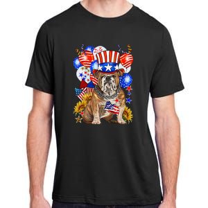 4th Of July English Bulldog Mom Dad Patriotic American Flag Adult ChromaSoft Performance T-Shirt