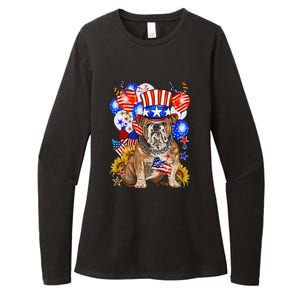 4th Of July English Bulldog Mom Dad Patriotic American Flag Womens CVC Long Sleeve Shirt