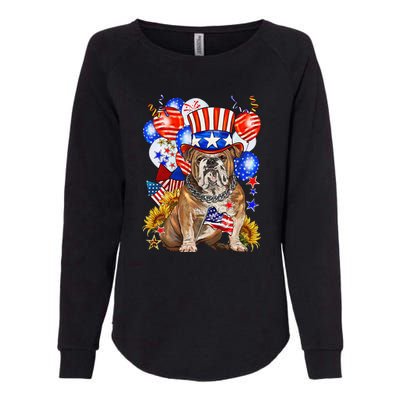 4th Of July English Bulldog Mom Dad Patriotic American Flag Womens California Wash Sweatshirt