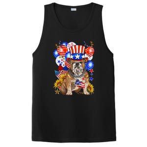 4th Of July English Bulldog Mom Dad Patriotic American Flag PosiCharge Competitor Tank