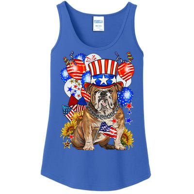 4th Of July English Bulldog Mom Dad Patriotic American Flag Ladies Essential Tank