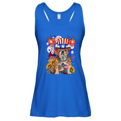 4th Of July English Bulldog Mom Dad Patriotic American Flag Ladies Essential Flowy Tank