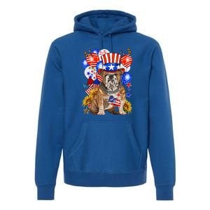 4th Of July English Bulldog Mom Dad Patriotic American Flag Premium Hoodie