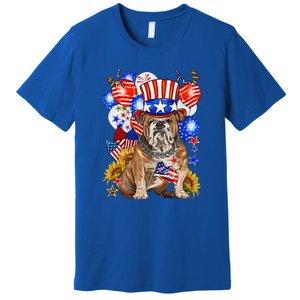 4th Of July English Bulldog Mom Dad Patriotic American Flag Premium T-Shirt