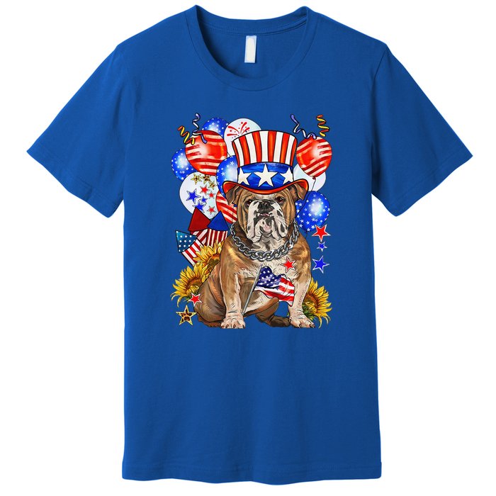 4th Of July English Bulldog Mom Dad Patriotic American Flag Premium T-Shirt