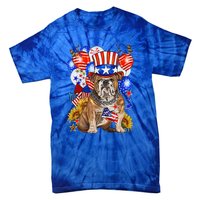 4th Of July English Bulldog Mom Dad Patriotic American Flag Tie-Dye T-Shirt