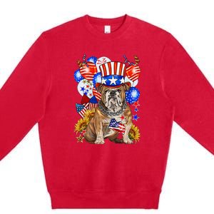 4th Of July English Bulldog Mom Dad Patriotic American Flag Premium Crewneck Sweatshirt