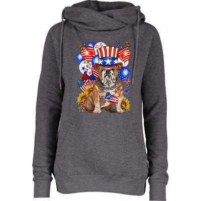 4th Of July English Bulldog Mom Dad Patriotic American Flag Womens Funnel Neck Pullover Hood