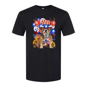 4th Of July English Bulldog Mom Dad Patriotic American Flag Softstyle CVC T-Shirt