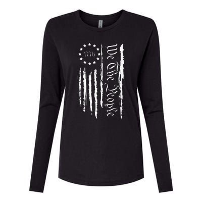 4th of July 1776 Patriotic  USA Flag Womens Cotton Relaxed Long Sleeve T-Shirt