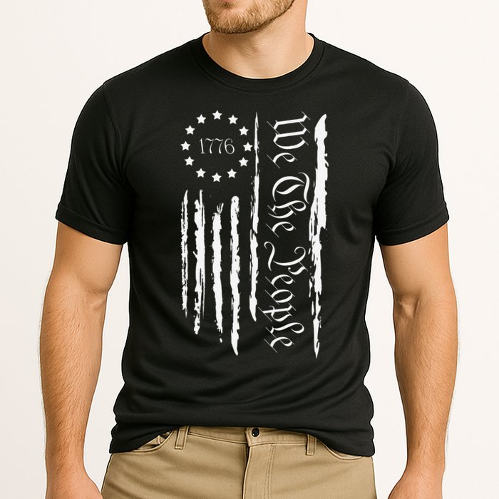 4th of July 1776 Patriotic  USA Flag Cooling Performance Crew T-Shirt