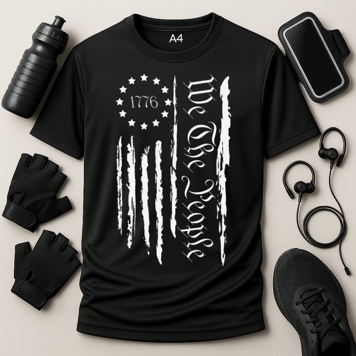 4th of July 1776 Patriotic  USA Flag Cooling Performance Crew T-Shirt