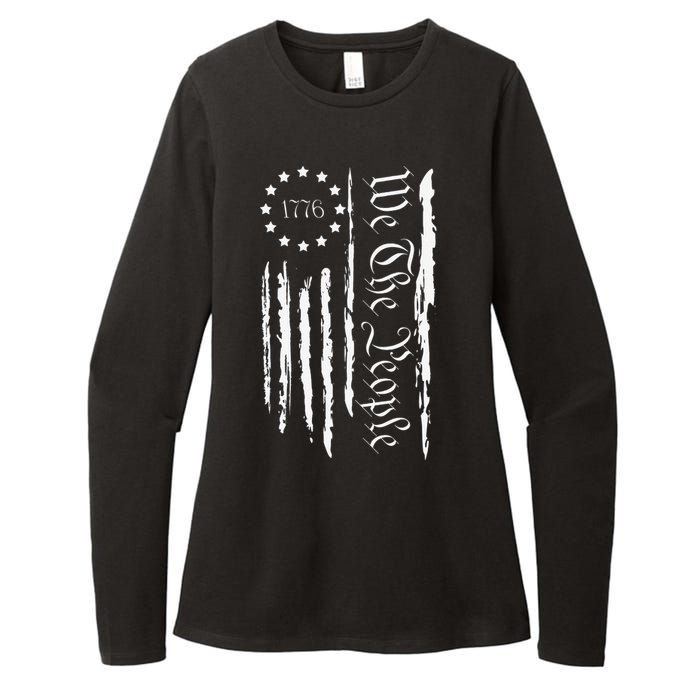 4th of July 1776 Patriotic  USA Flag Womens CVC Long Sleeve Shirt