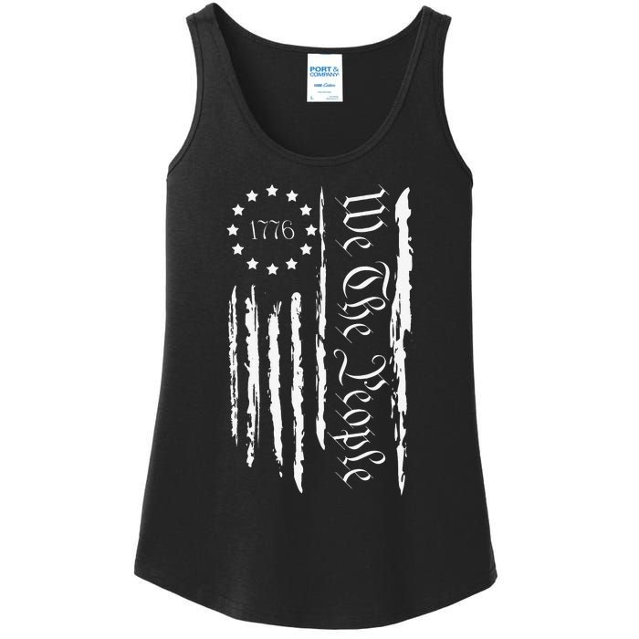 4th of July 1776 Patriotic  USA Flag Ladies Essential Tank