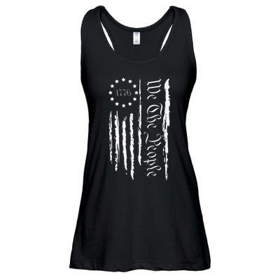 4th of July 1776 Patriotic  USA Flag Ladies Essential Flowy Tank