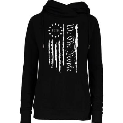 4th of July 1776 Patriotic  USA Flag Womens Funnel Neck Pullover Hood